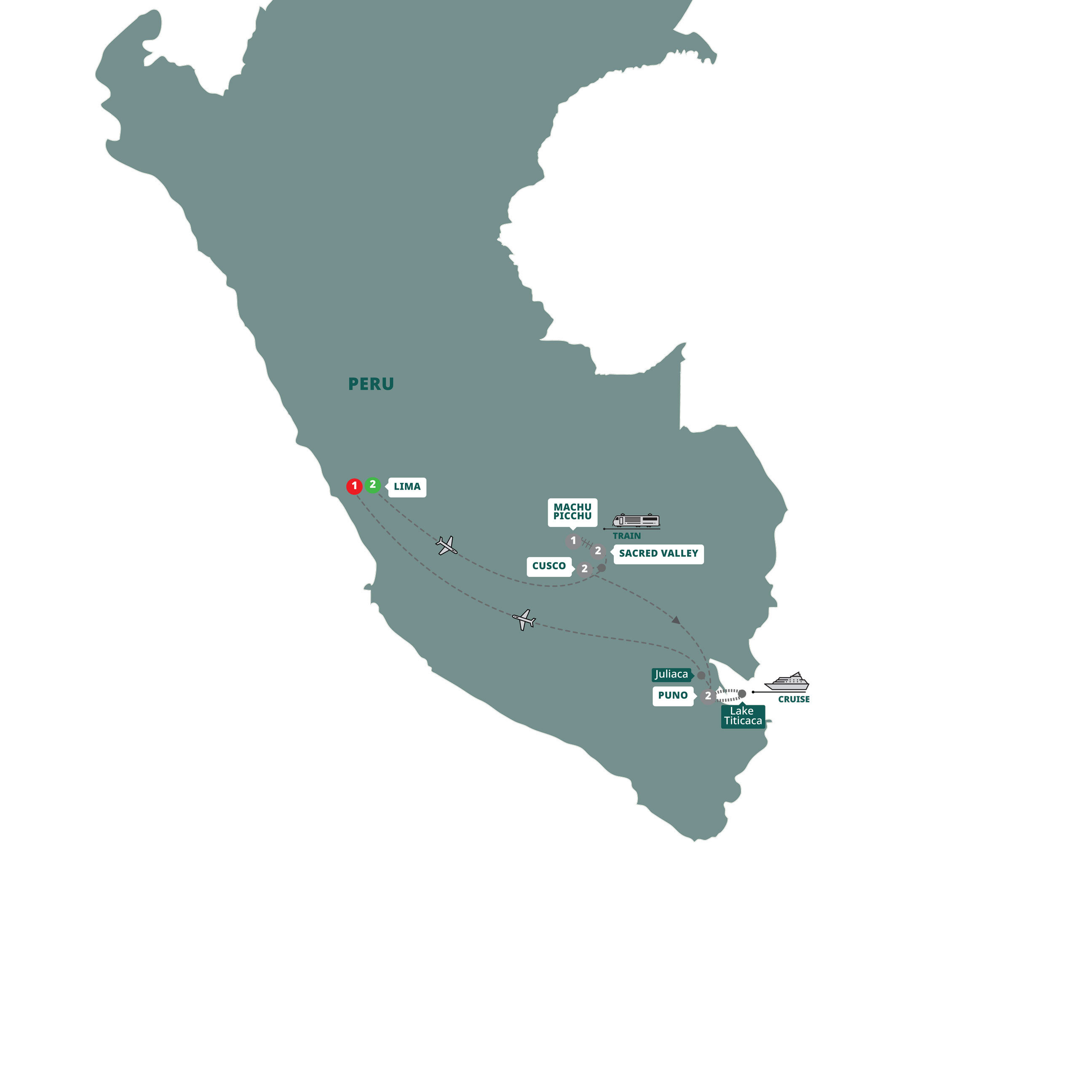 In Footsteps Incas Guided Tour Map 2026
