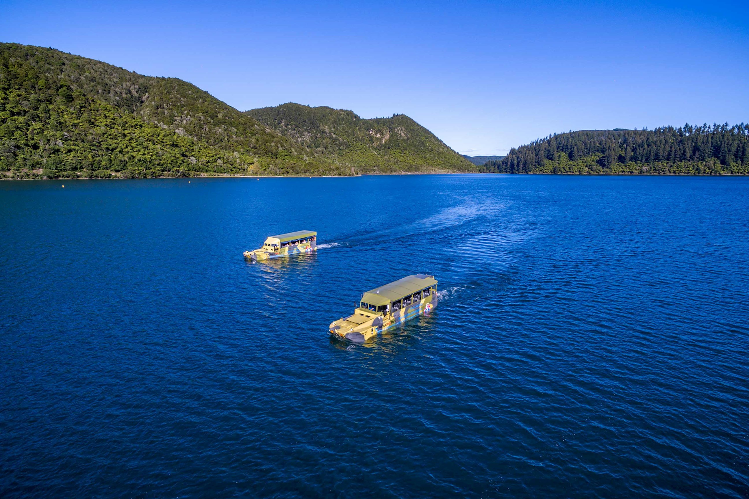 Enjoy a duck tour of Rotorua, New Zealand