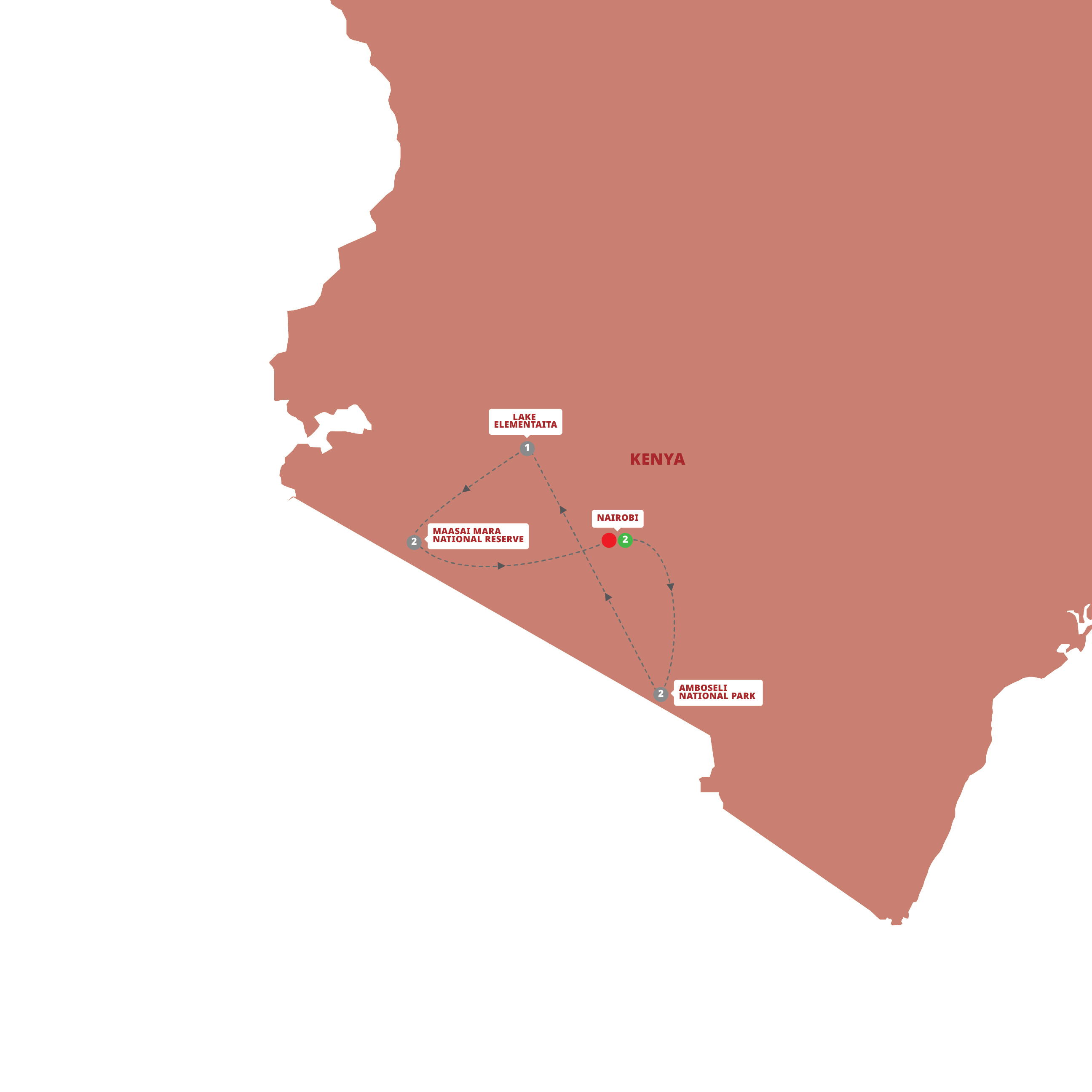 Highlights of Kenya Guided Tour Map 2023 AFHK