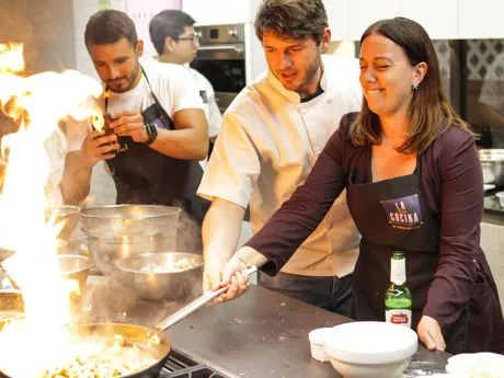 Chef Ignacio teaching in Cooking School Urban Kitchen in Lima, Peru