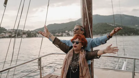 Trafalgar guests smiling on a ship in the Balkans