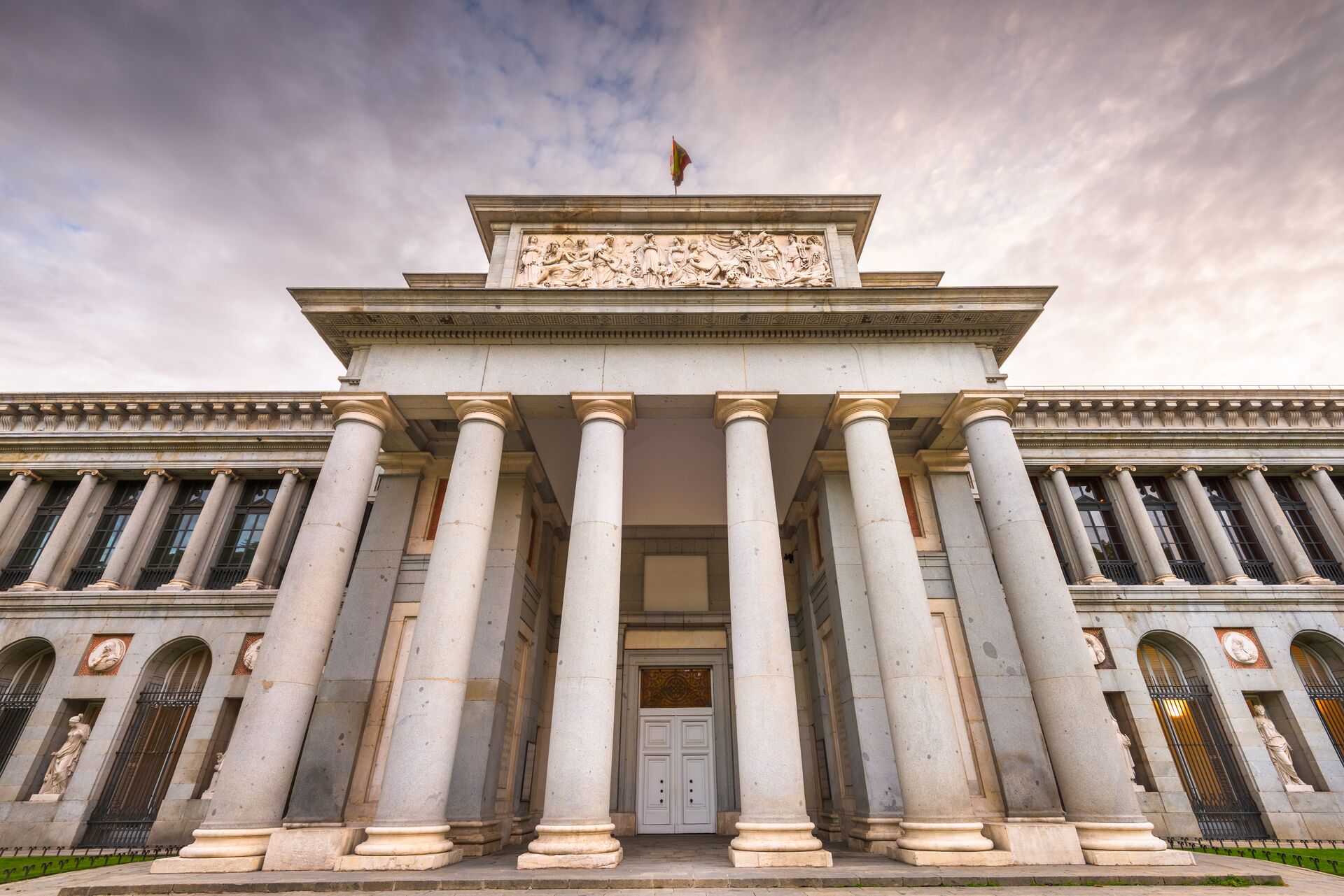 Outside the iconic Prado Musem in Madrid