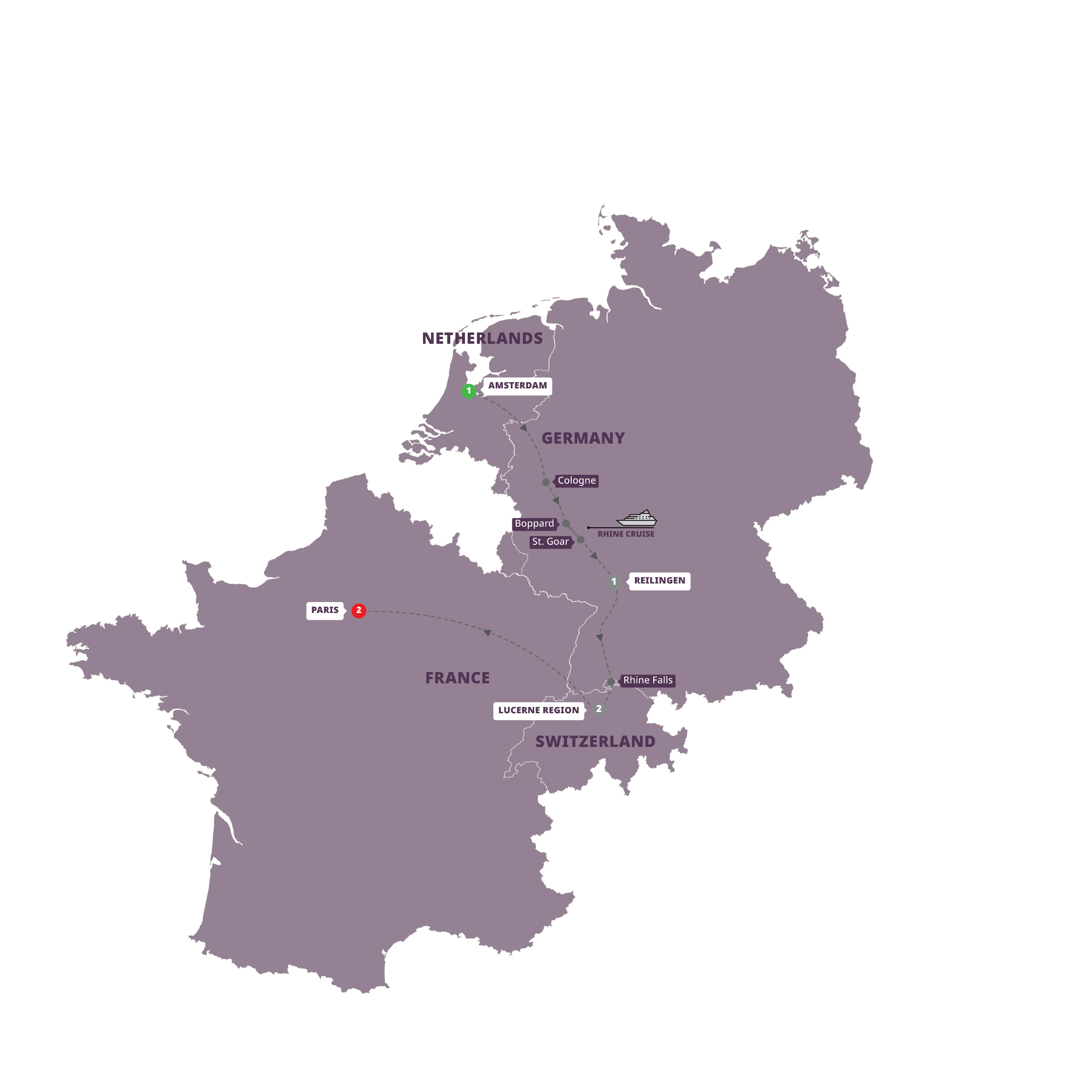 Glimpse of Europe Guided Tour Map 2026 EGOE