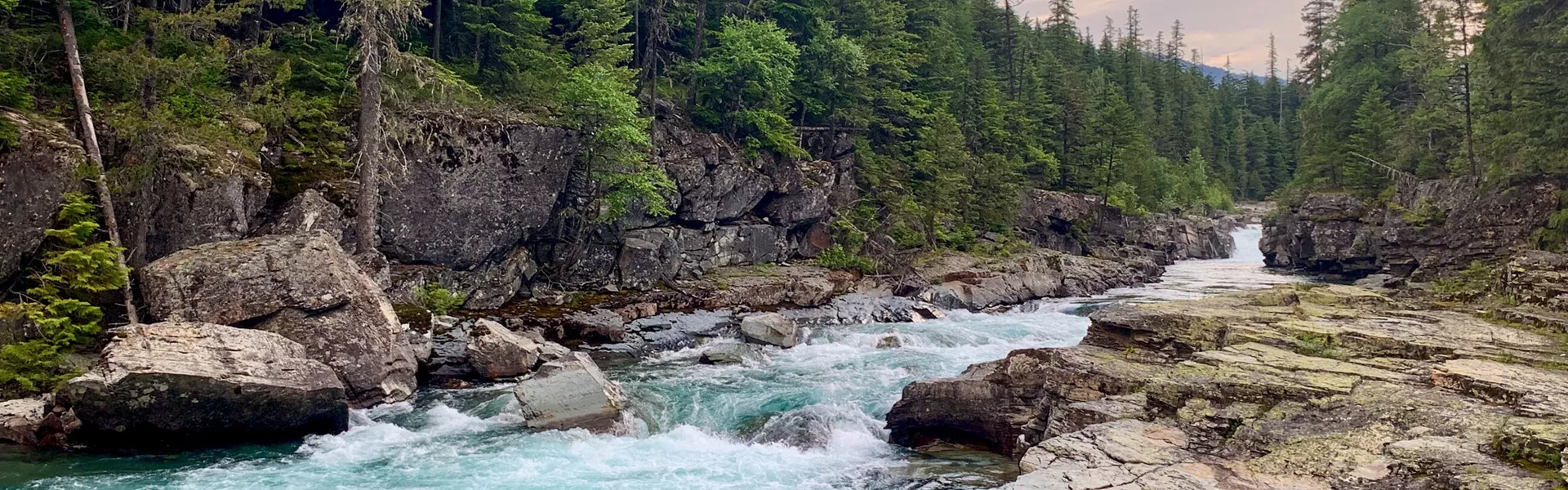 Montana River at Sunset Glacier National Park