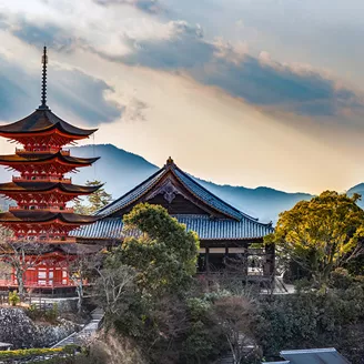 Japan Hiroshima Red Shinto Pagoda