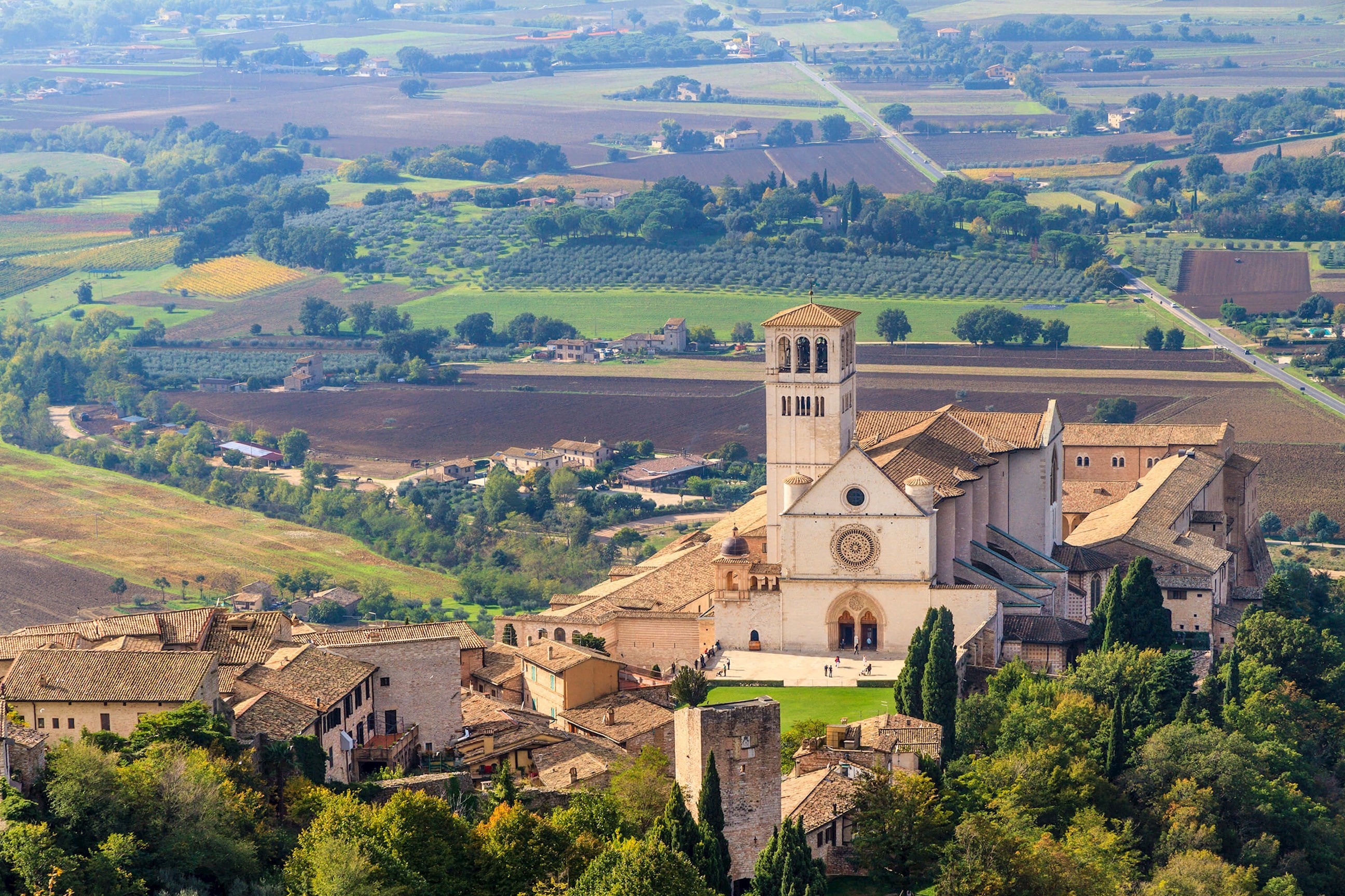 View of the Basilica of St. Francis in Assisi, Italy