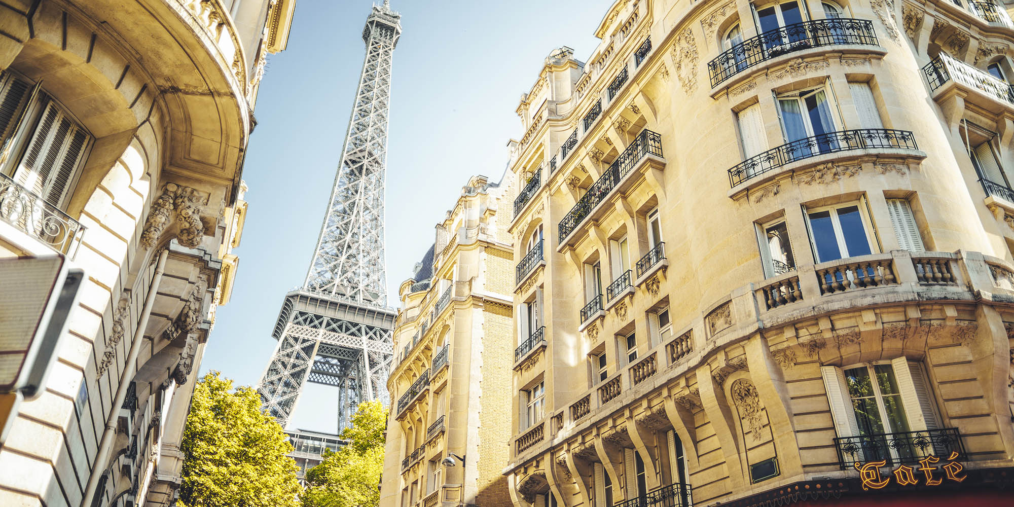 View on Paris with Eiffel Tower in background