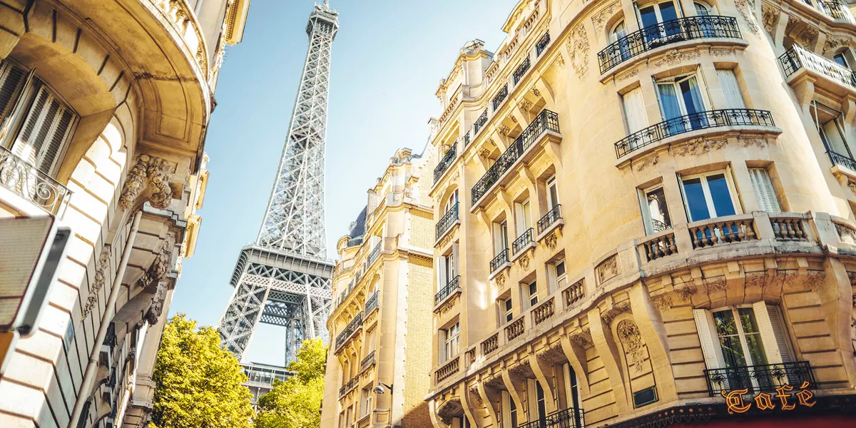 View on Paris with Eiffel Tower in background