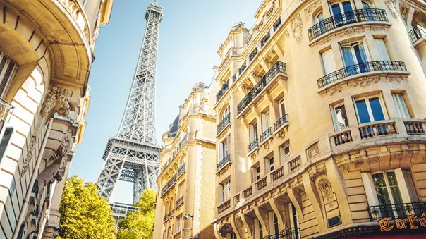 View on Paris with Eiffel Tower in background