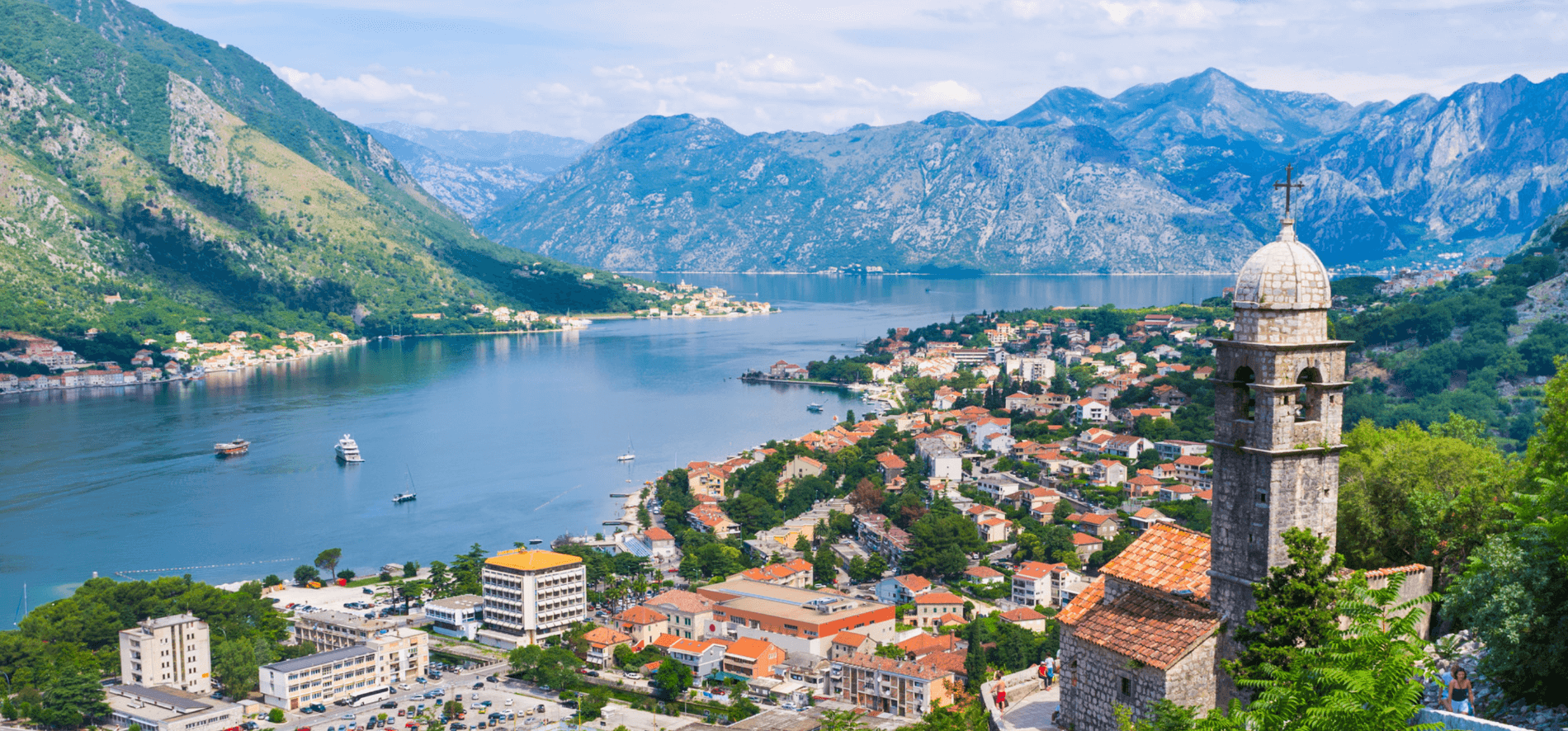 A scenic view of Bay of Kotor in Croatia