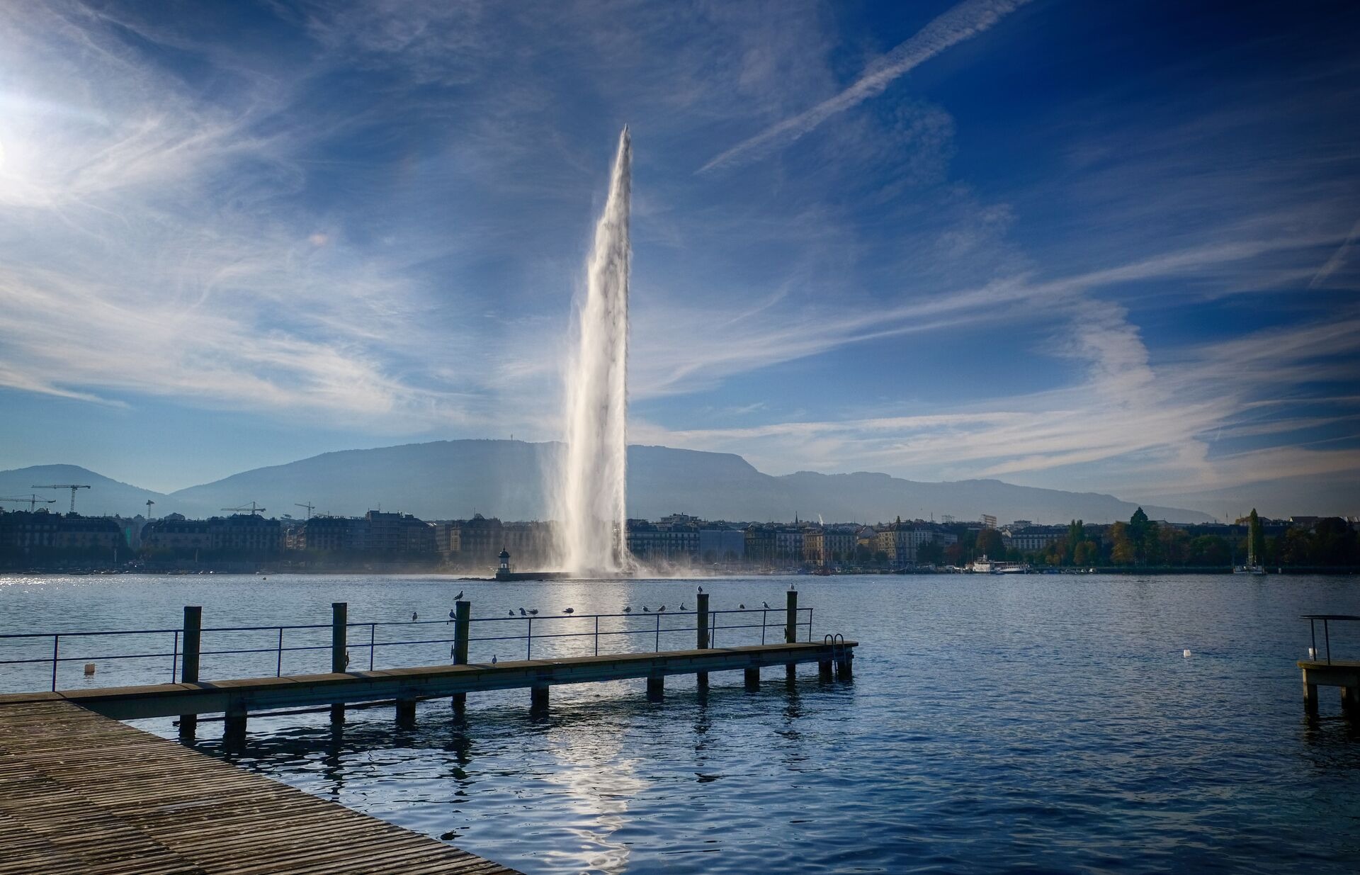 Jet D Eau On Lake Geneva In Switzerland