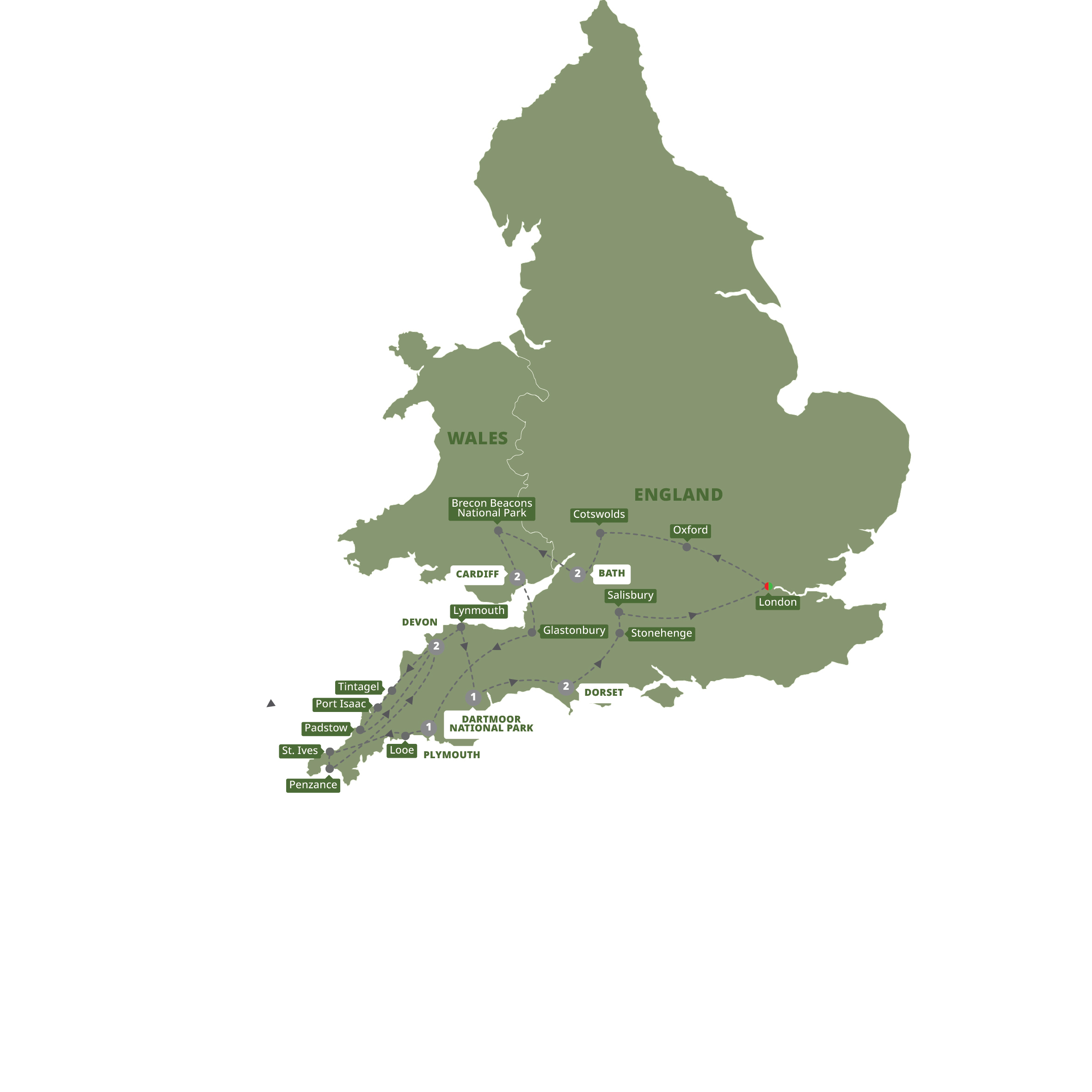 Map Country Roads Wales Devon Cornwall Guided Tour B996 27