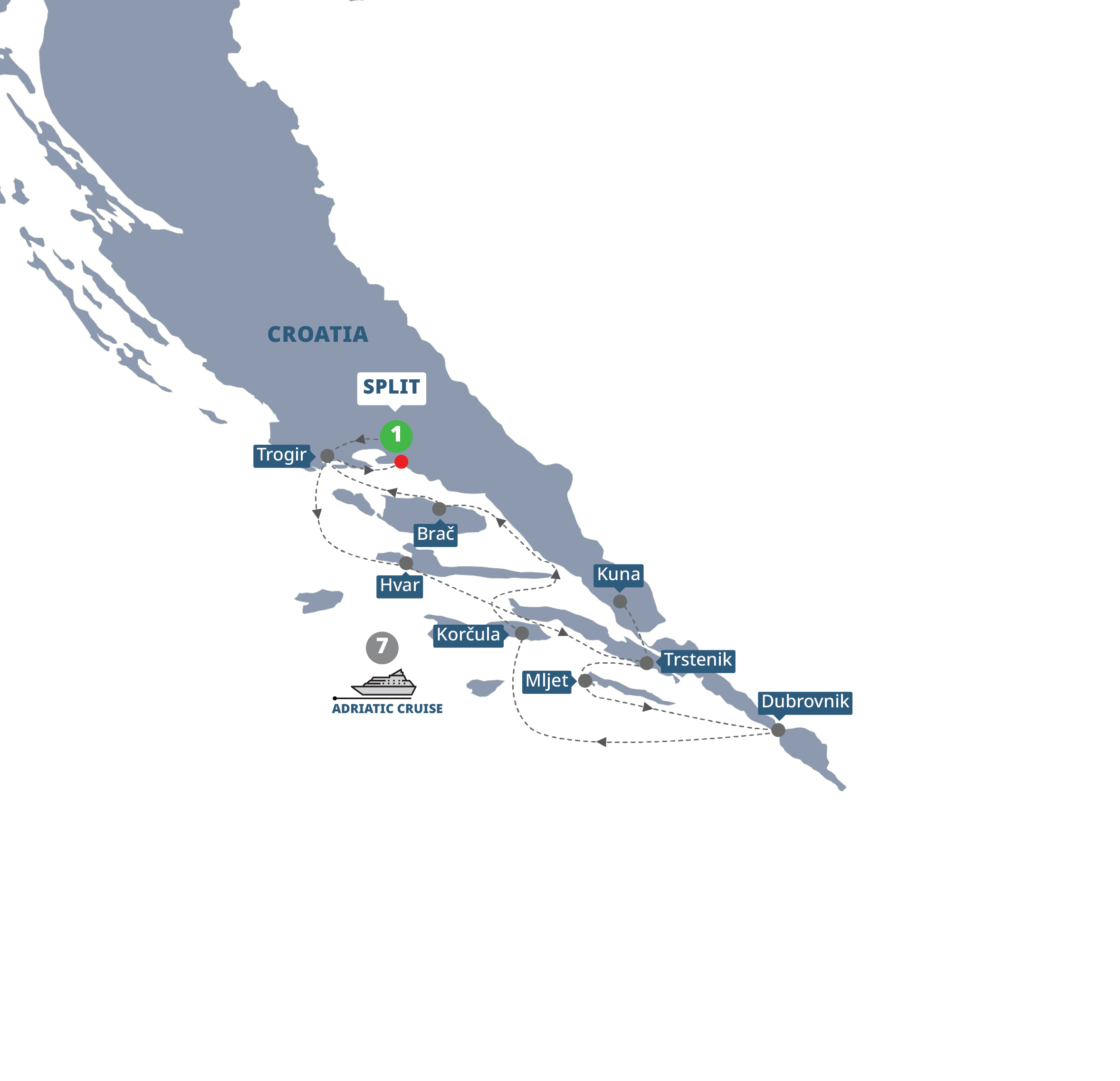 Map Dalmatian Elegance Guided Tour E860 27