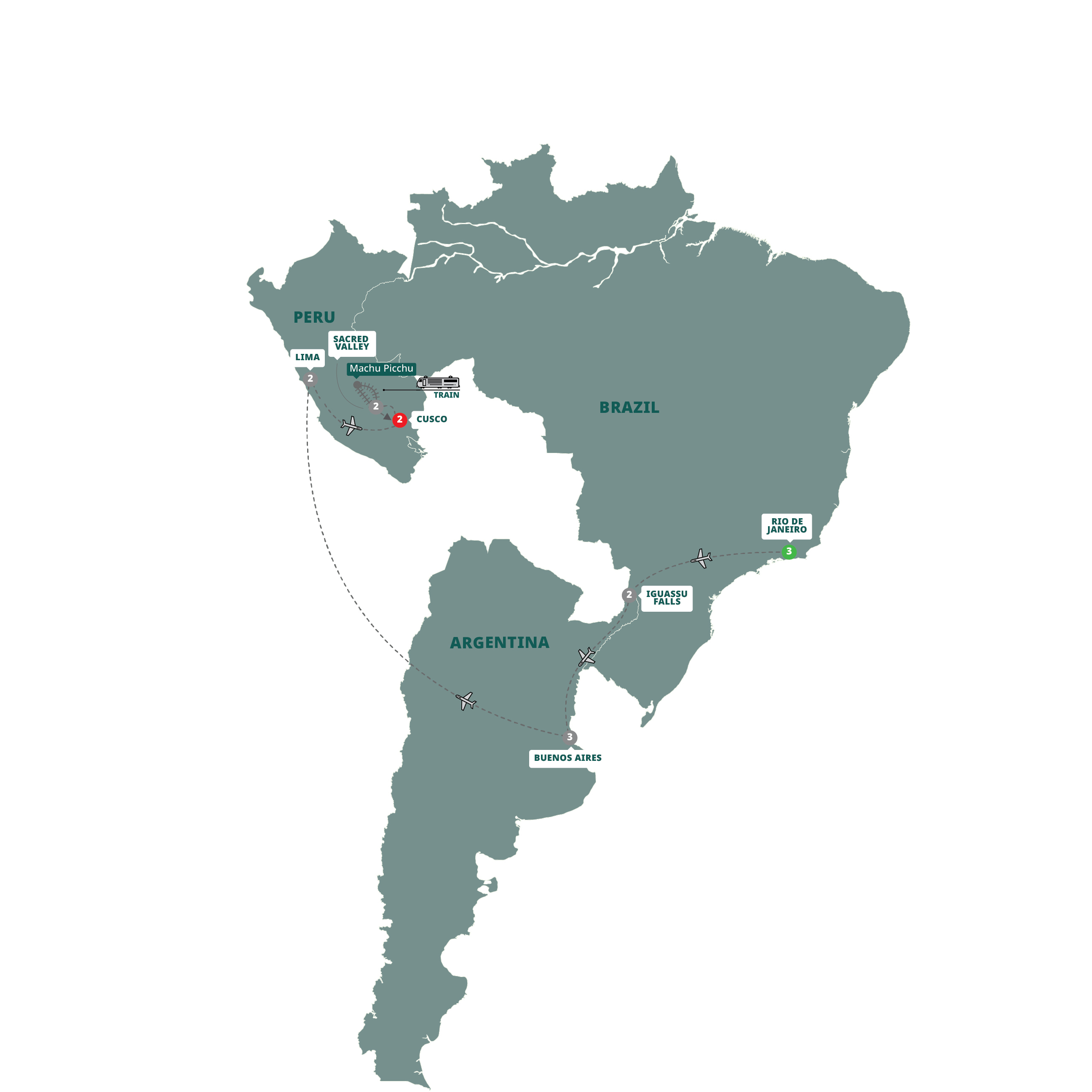 South America Discovery Guided Tour Map 2026 VSAM