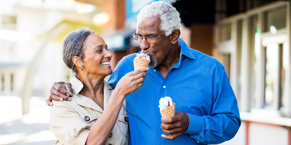 Older couple enjoying ice cream