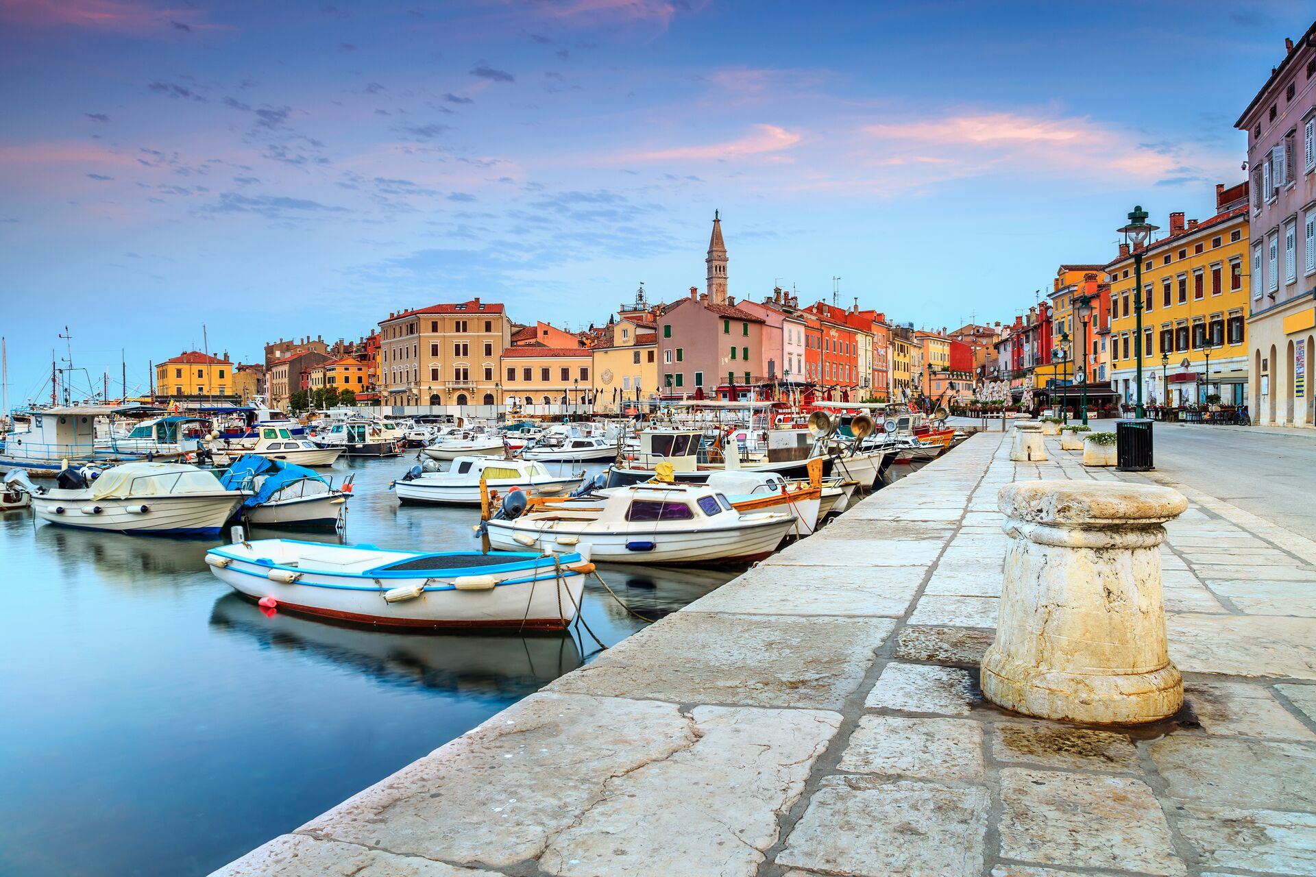 The harbour in Rovinj Old Town, Croatia