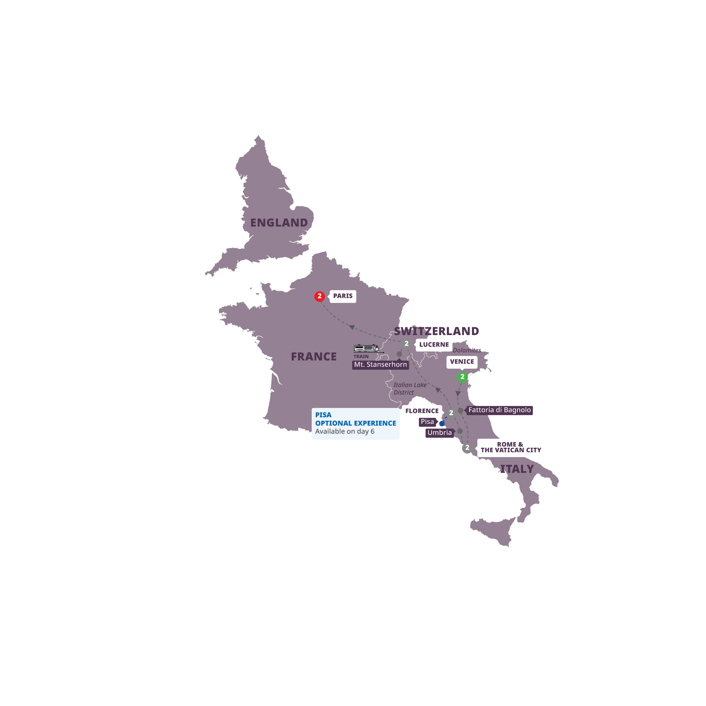 Map European Dream Guided Tour N912 27 End Paris