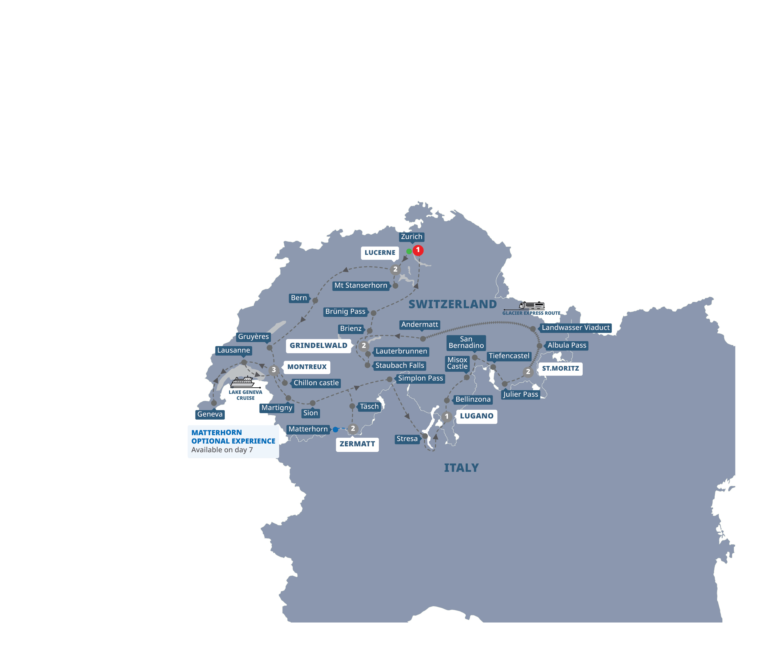 Map Country Roads Switzerland Small Group Guided Tour YE728 27