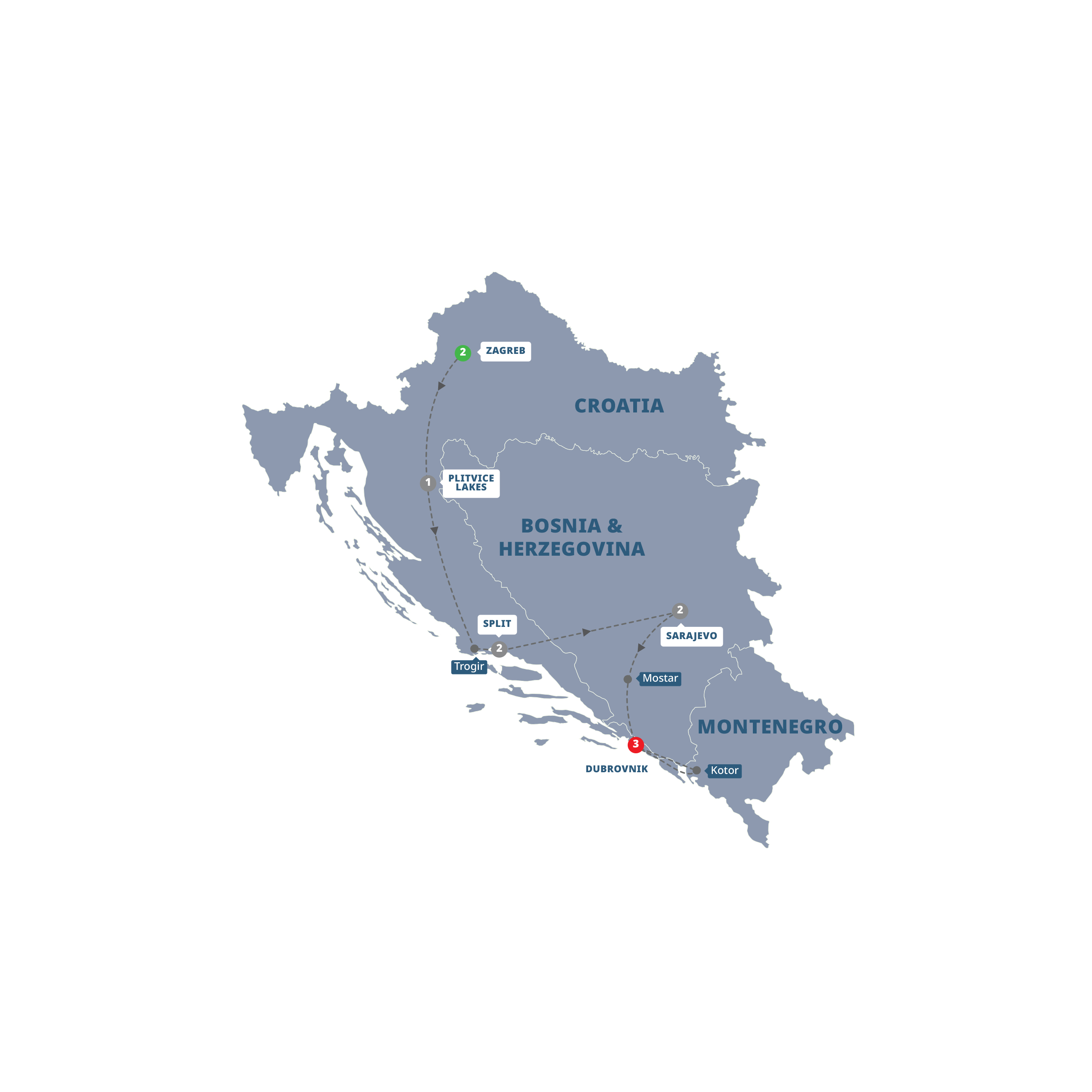Balkan Delight Guided Tour Map 2025