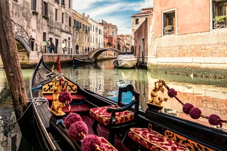 Italy, Venice, Gondola On Canal