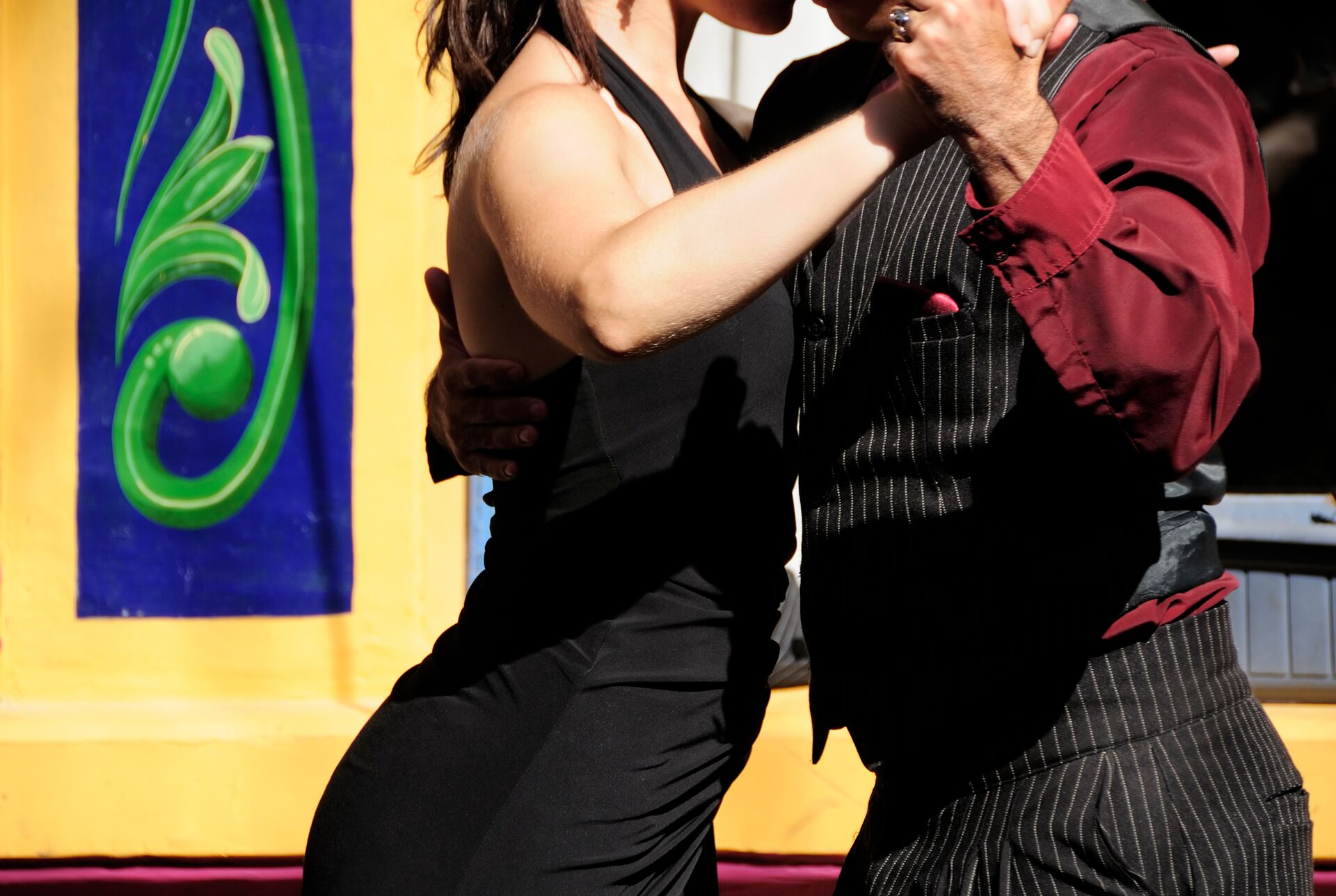 Couple Dancing Tango In Caminito, La Boca, Buenos Aires, Argentina