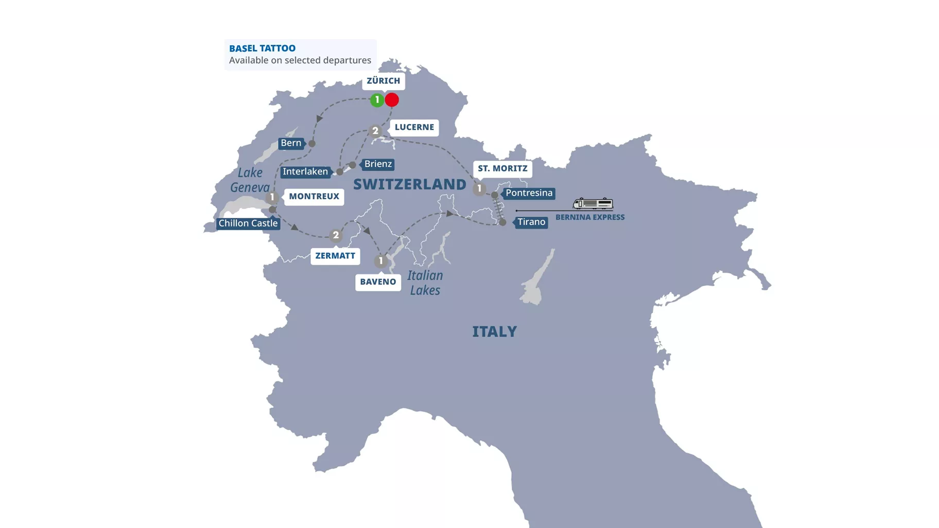 Best Switzerland Guided Tour Map