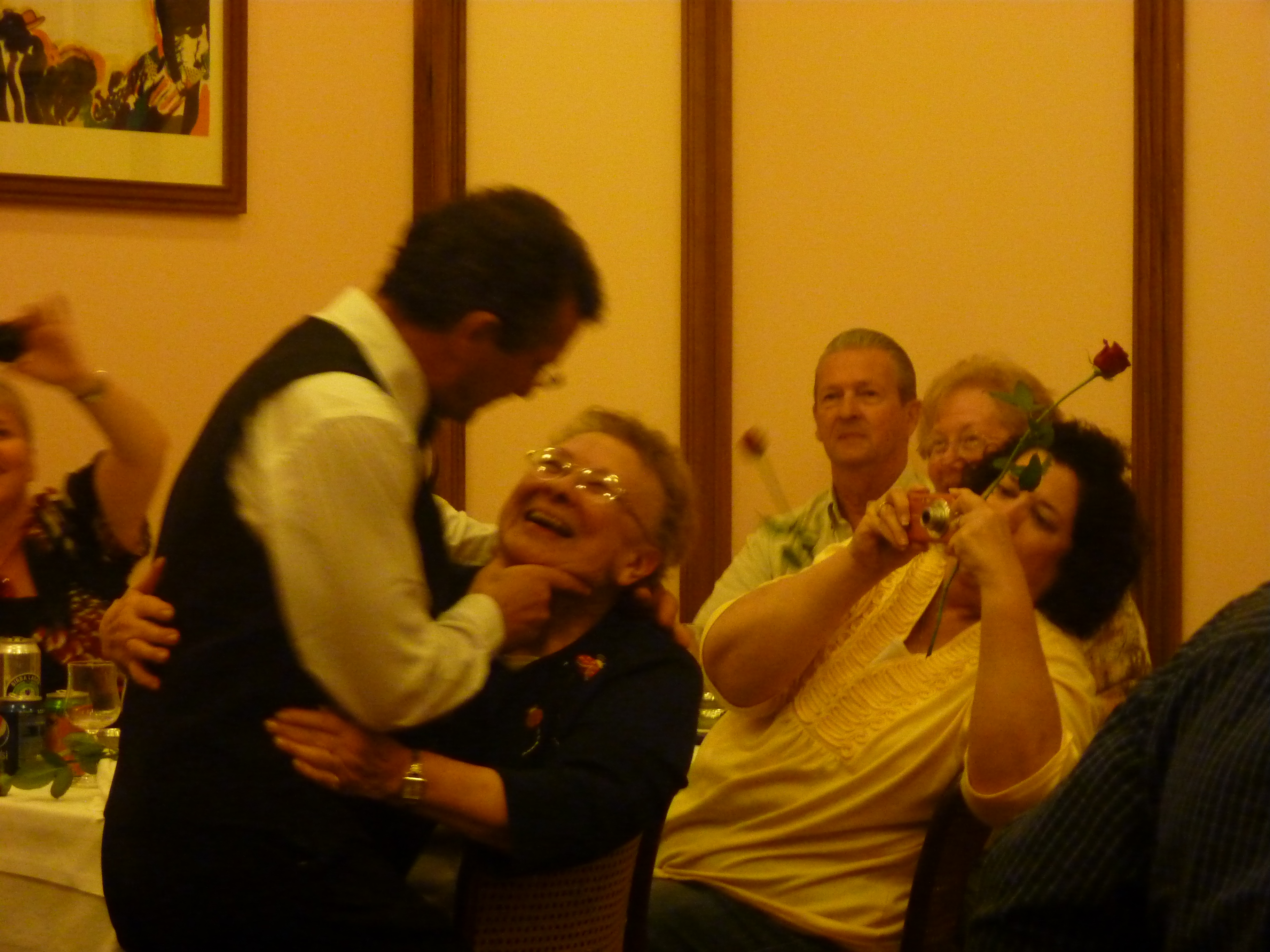 Mom's moment with the Italian waiter!