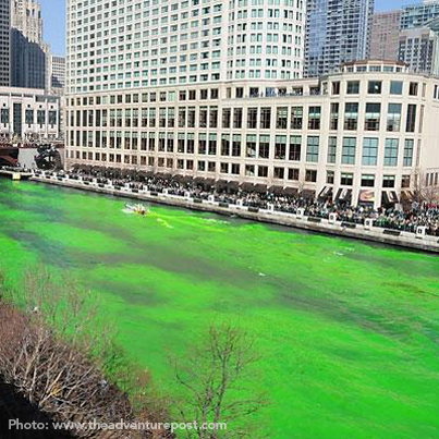 The Chicago River dyed green