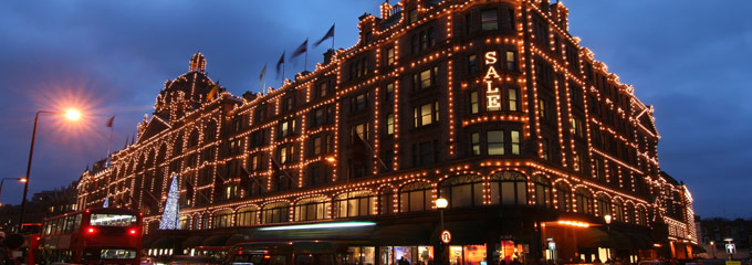 Harrods at Christmas in London, England