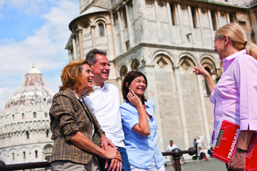Trafalgar Travel Director showing guests around Pisa