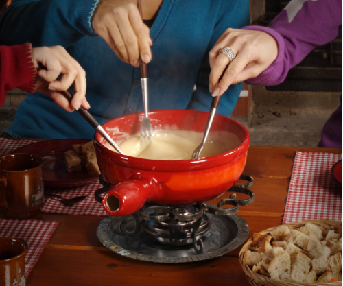 Cheese fondue - a classic Swiss dish