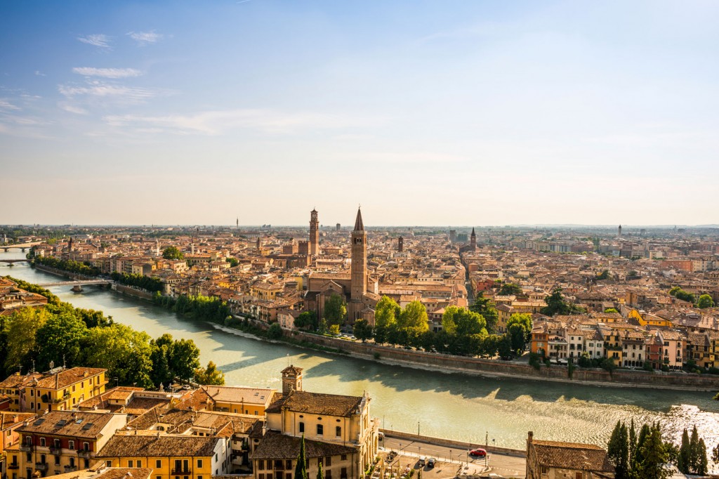 City and lake views in Italy