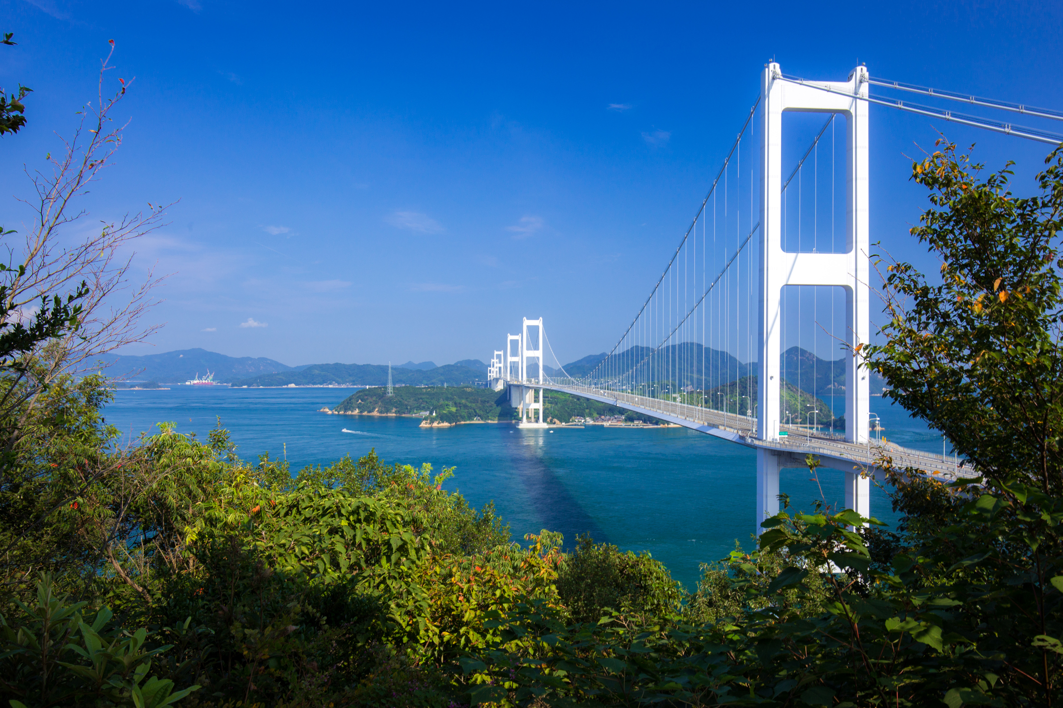 Beautiful Japanese landscapes Kurushima Bridges in Seto Inland Sea, Japan
