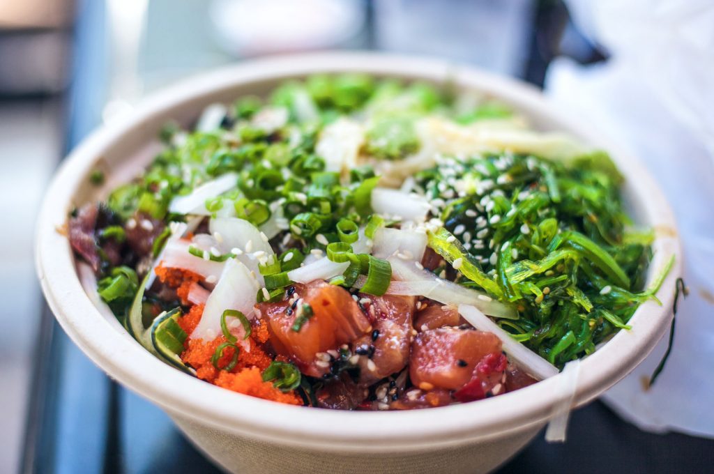 Poke seafood bowl in Hawaii