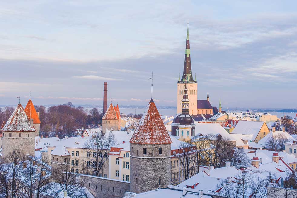 Tallinn Old Town in snow