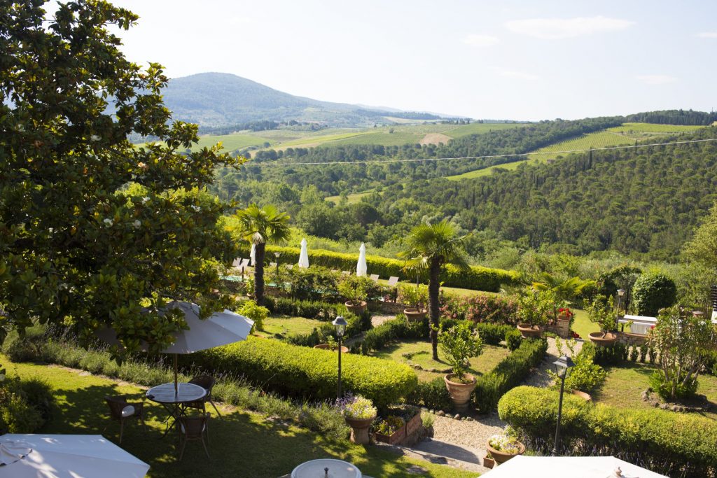 Views over the Tuscan countryside from Villa il Leccio