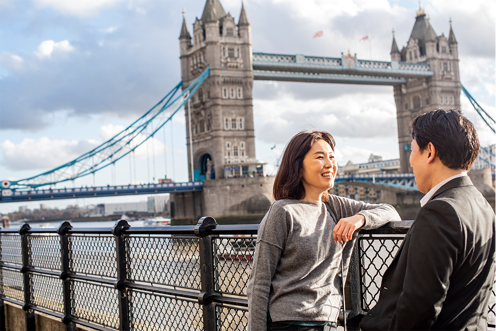 Couple overlooking Tower Bridge London
