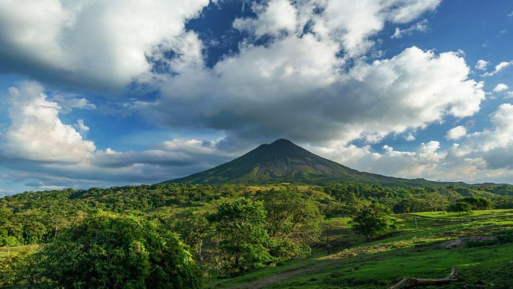 green forested volcano Costa Rica