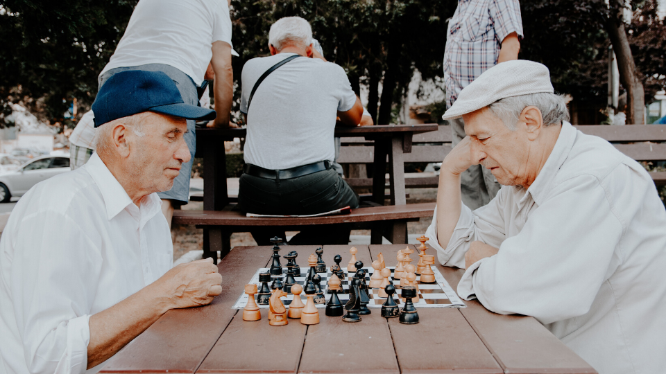 Old men playing chess in Israel