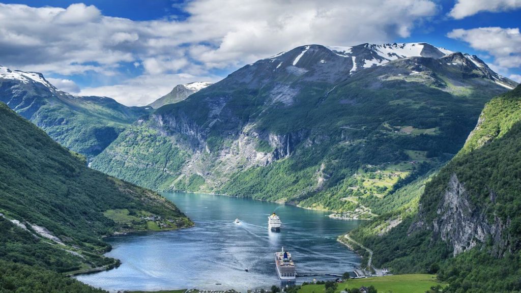 cruise ships fjords mountains Norway