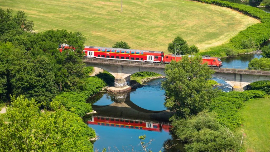 red train switzerland scenery