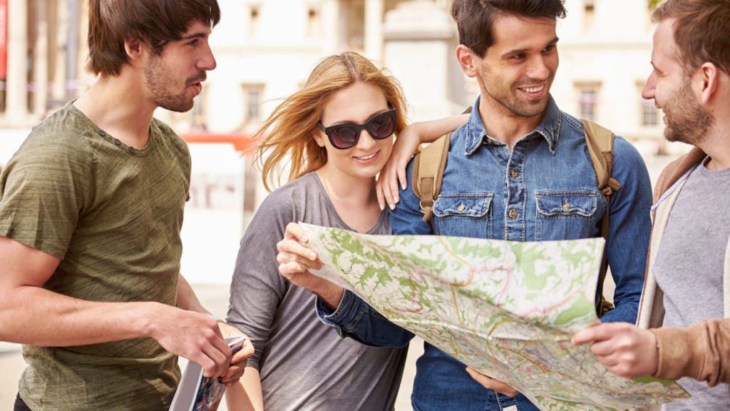 Friends looking at map - Belarusian expressions