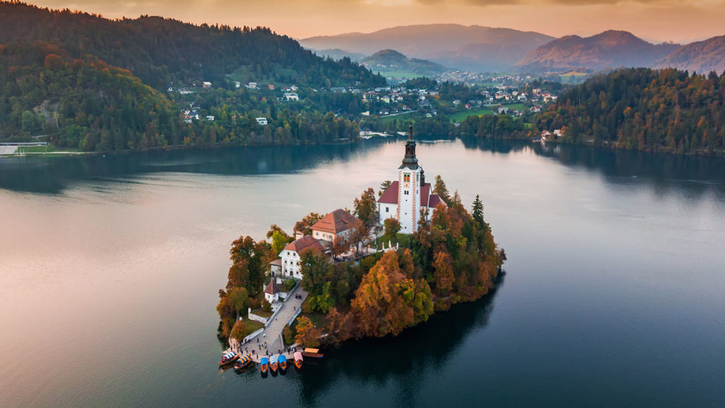 Aerial view of Lake Bled