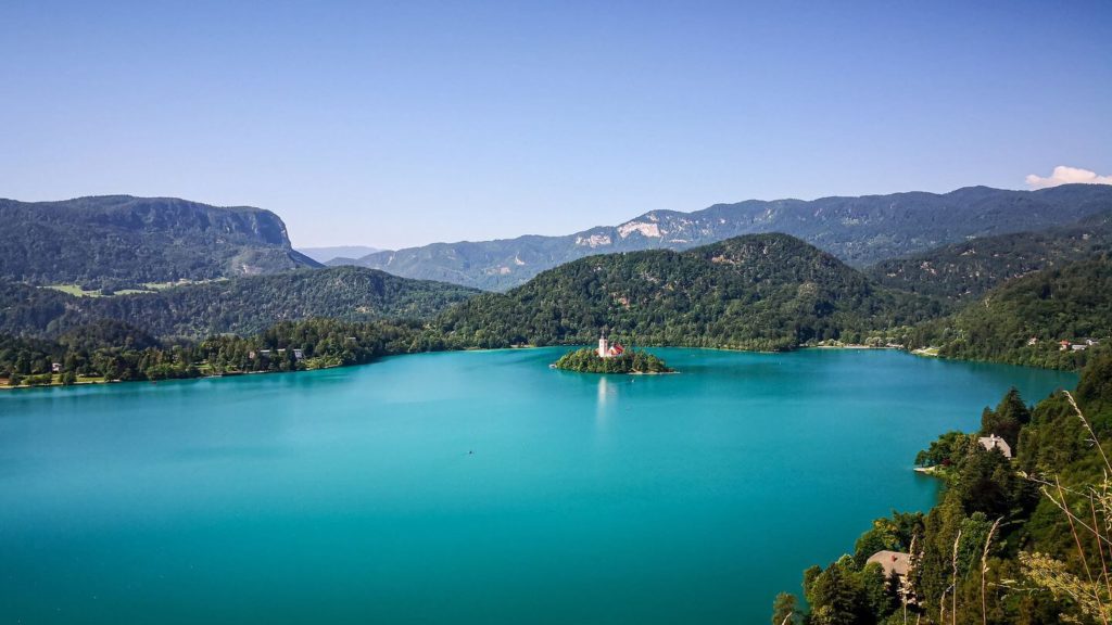 blue water lake bled slovenia