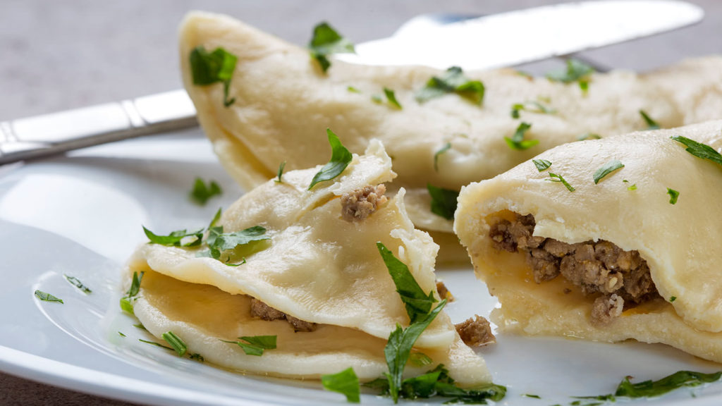 Bryndzové pirohy; a Slovak pierogi stuffed with sheep cheese.