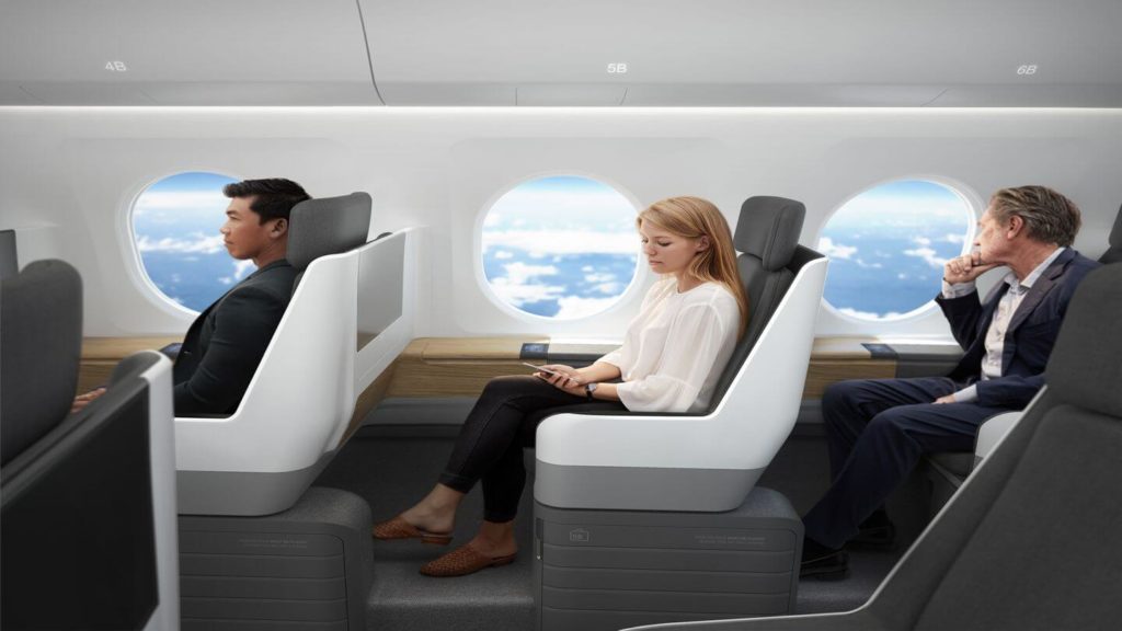 Boom Supersonic plane model passengers flying