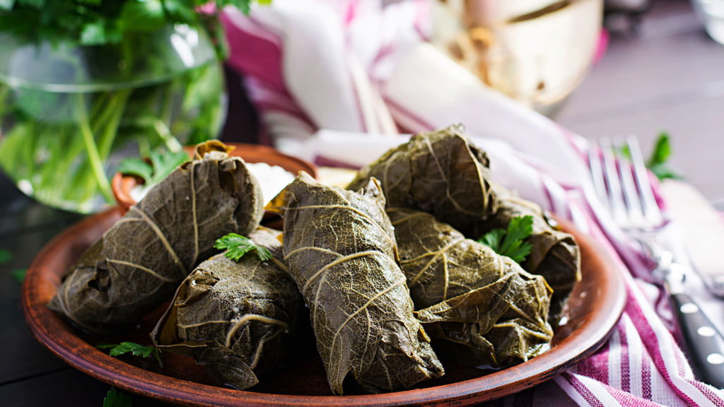 Vine leaves Dolmades - Armenian food and dishes