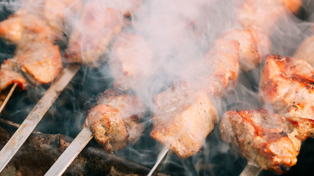 Barbecue kebabs Armenian food and dishes