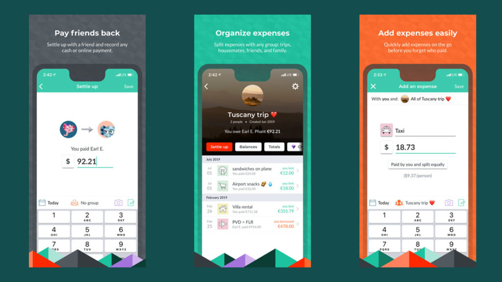 Screenshots of SplitWise