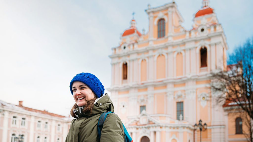 Girl in front of St kasimir church